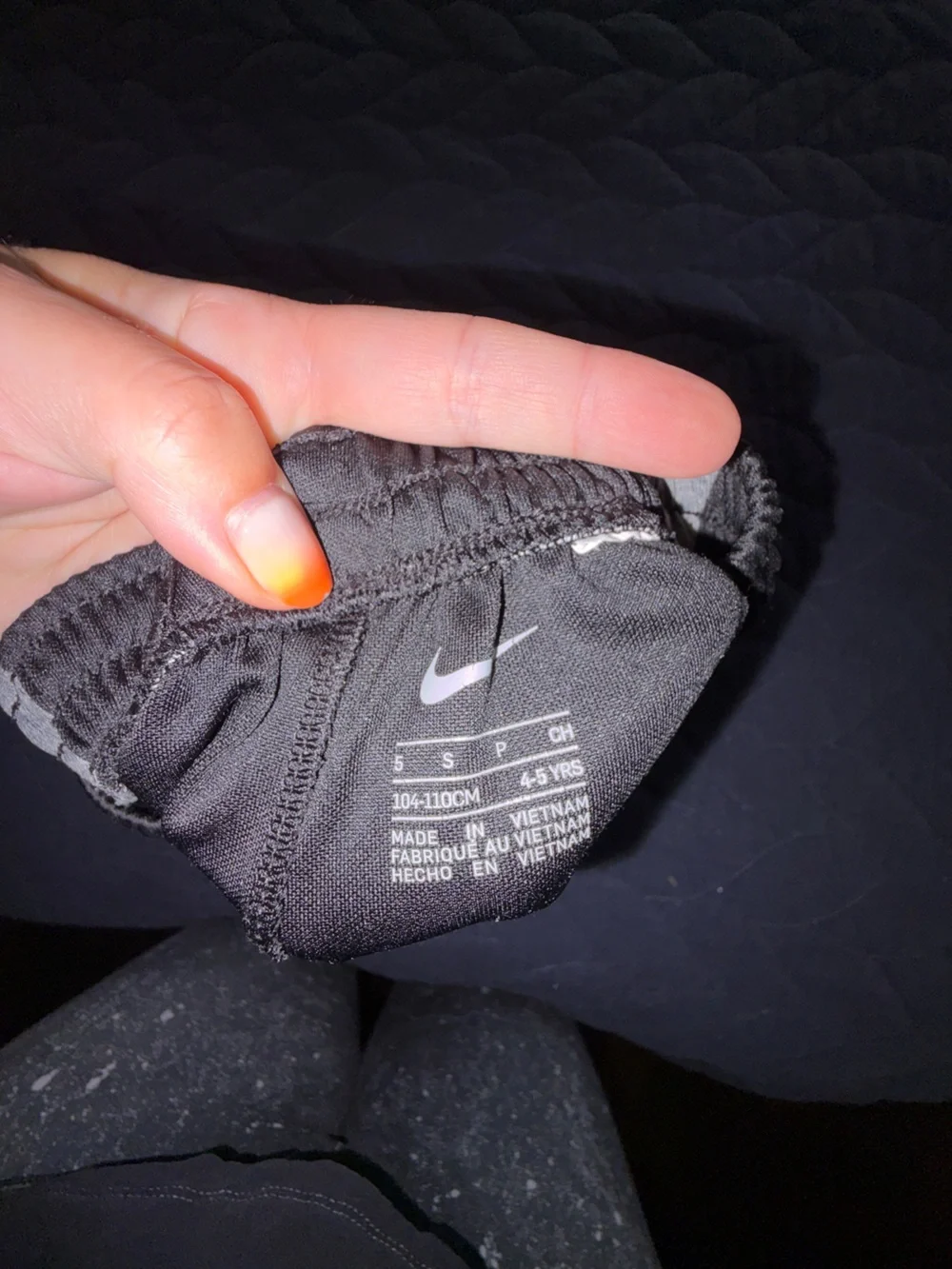 Boys Nike Black Shorts with Gray Side Panels and White Swoosh